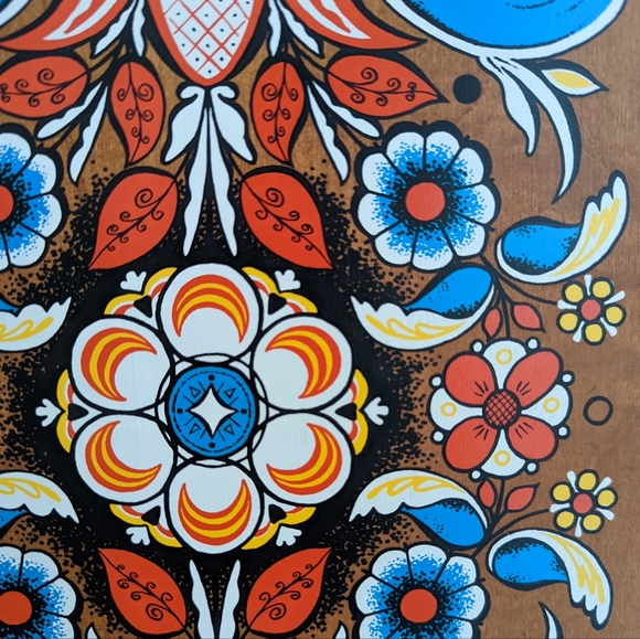 1971 Berggren Swedish Folk Art Painted Wooden Tray - Picture 4 of 8